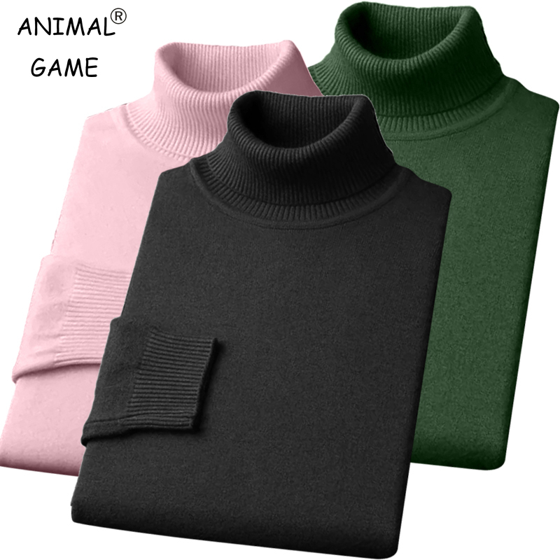 Turtleneck Sweater Men - Autumn Mens High Quality Knitted Turtleneck