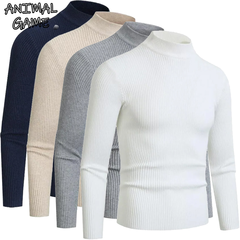 Turtleneck Sweater Men - Animal Game Autumn Men's Mock Neck
