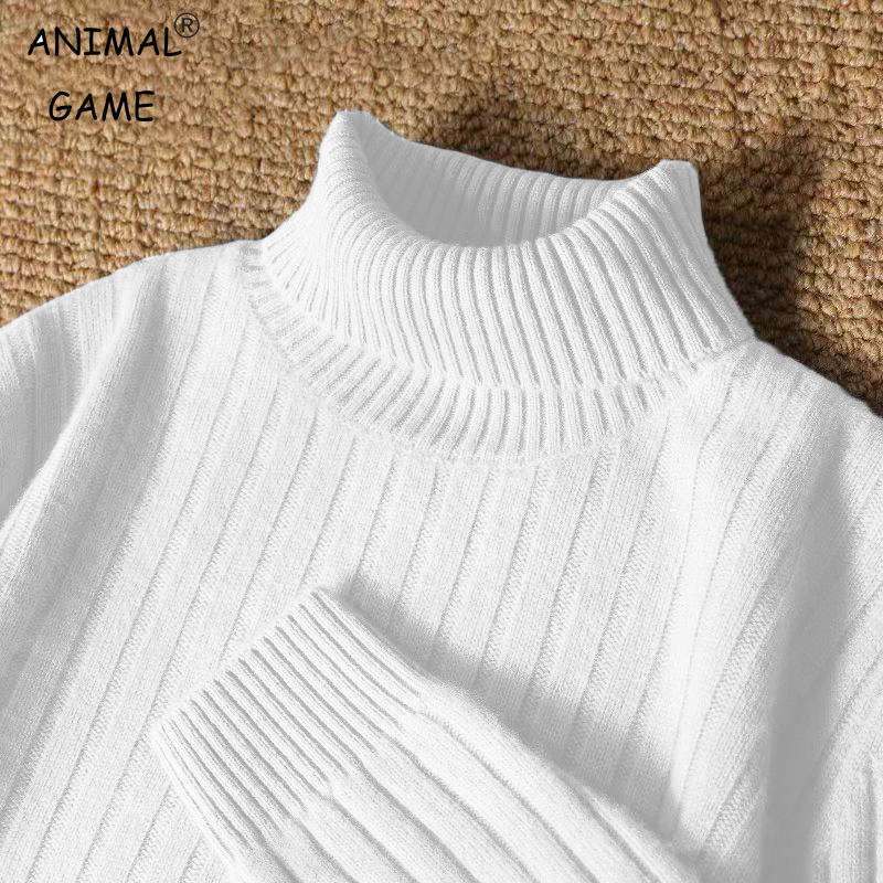 Turtleneck Sweater Men - Animal Game Men's Long Turtleneck Stripes