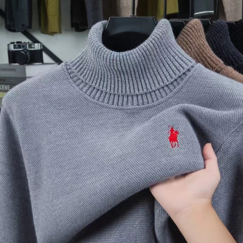 Turtleneck Sweater Men - High end brand velvet sweater men's
