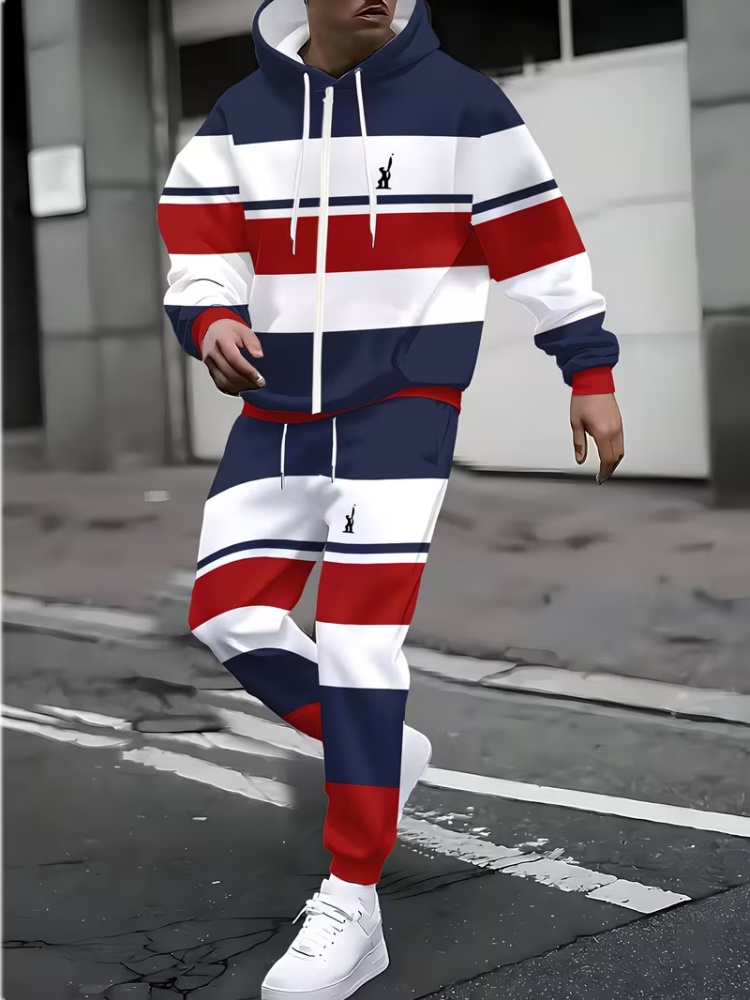 Mens Fashion Zip Up - Men Zip Up Hoodie Tracksuit Set