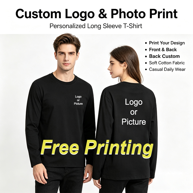 Men'S Tops Fashion - Customized Cotton Long Sleeve T-shirts Men