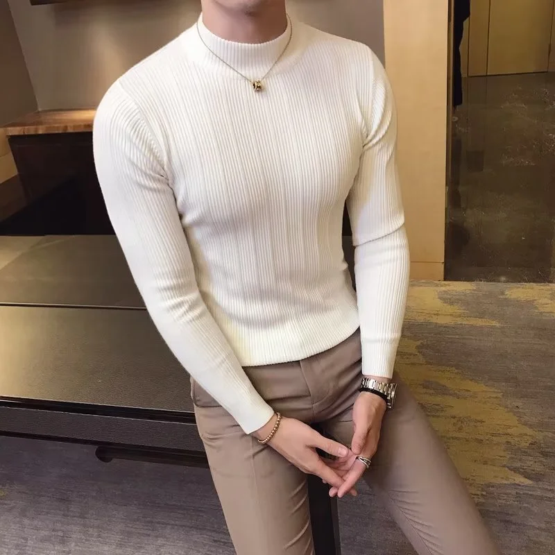Mới Thu Đông Cổ Cao Sọc Áo Len - đánh giá và giá Turtleneck Sweater Men