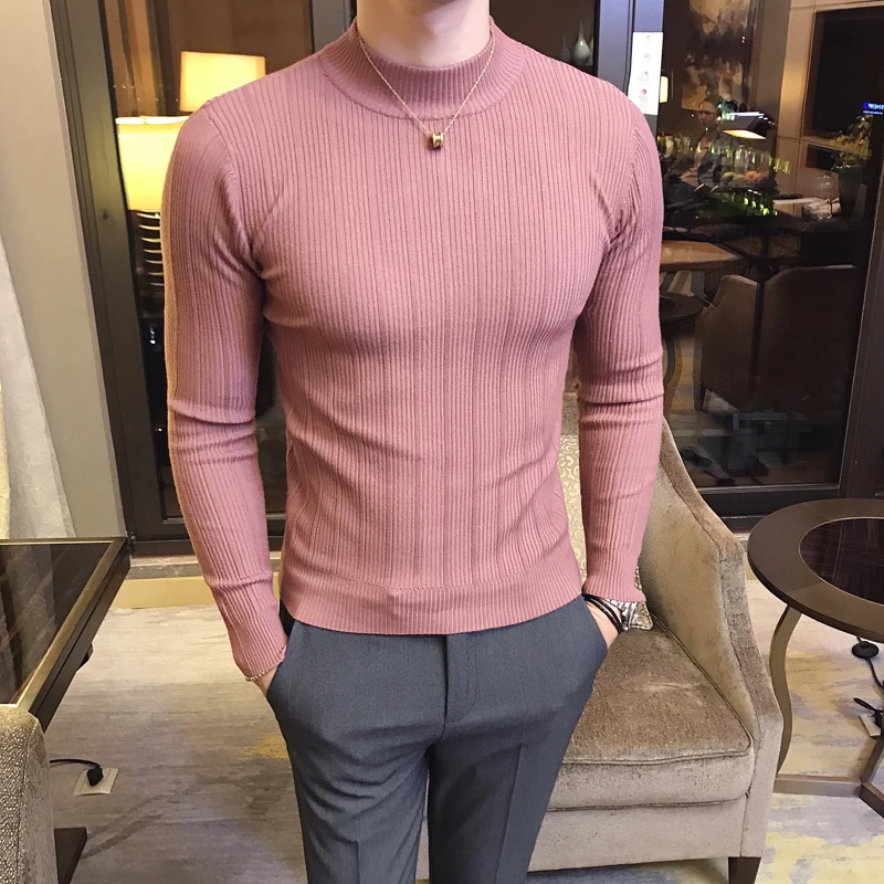 Mới Thu Đông Cổ Cao Sọc Áo Len - đánh giá và giá Turtleneck Sweater Men