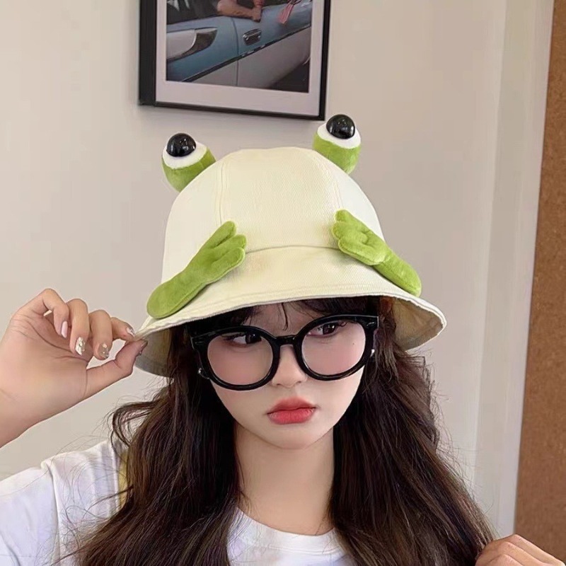 Funny 3D Frog Eyes Bucket Hat  - đánh giá và giá Mens Fashion Bucket Hat
