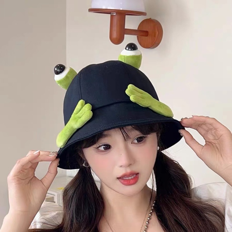 Funny 3D Frog Eyes Bucket Hat  - đánh giá và giá Mens Fashion Bucket Hat