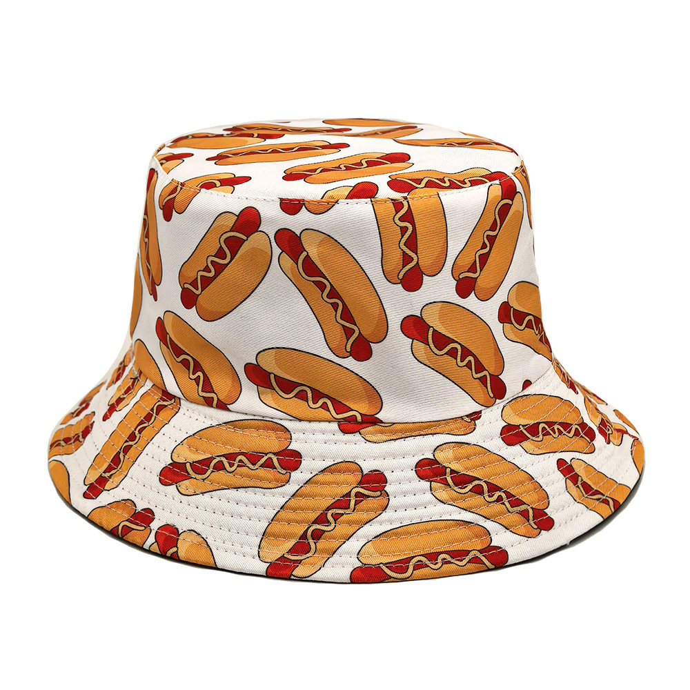 Hot Dog Pattern Anti-Sun Panam - đánh giá và giá Mens Fashion Bucket Hat