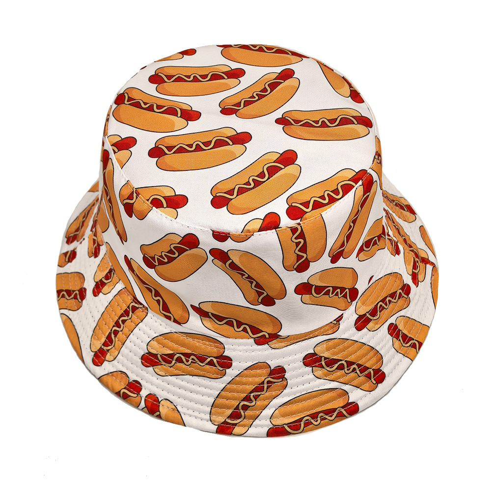 Hot Dog Pattern Anti-Sun Panam - đánh giá và giá Mens Fashion Bucket Hat