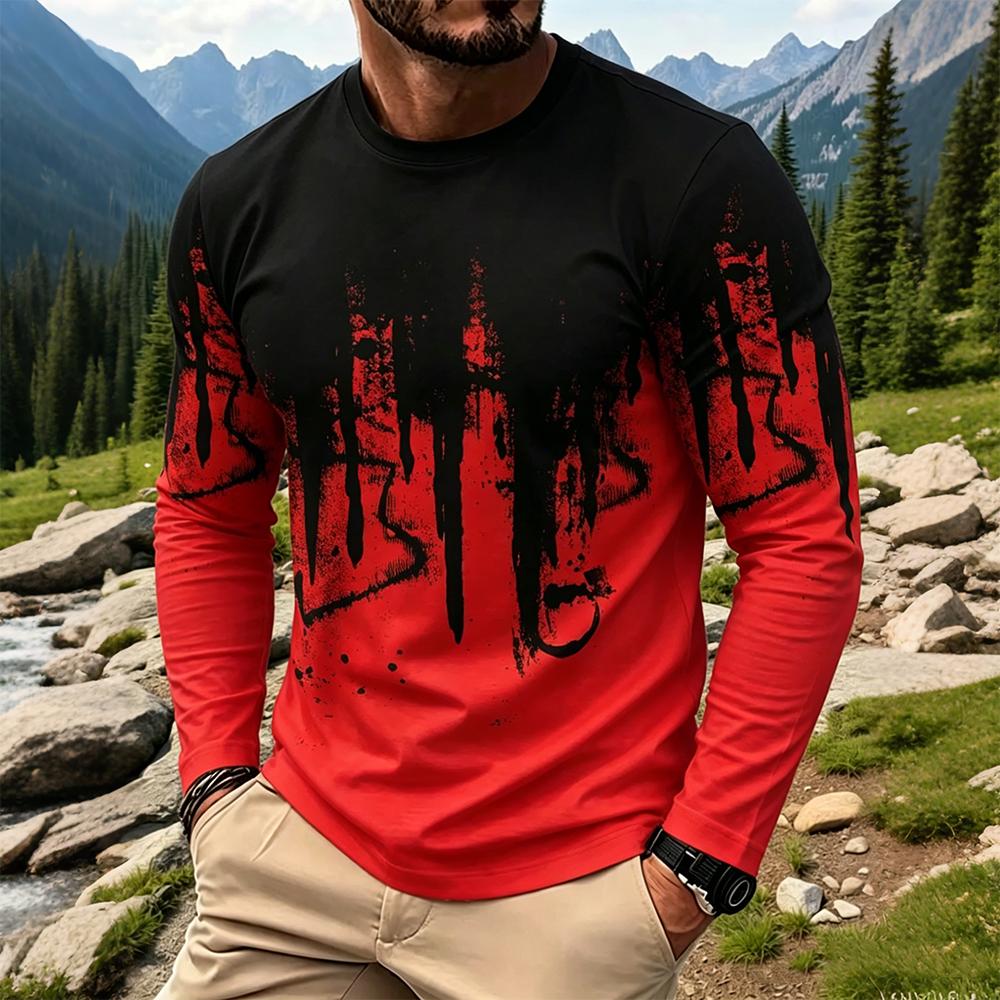 Men's Gradient Ink Splash Long - đánh giá và giá Men'S Tops Fashion